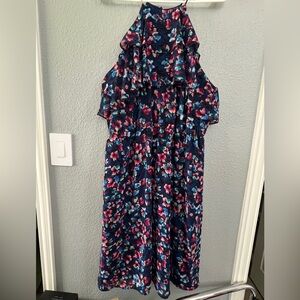 Nordstrom Charles Henry - Navy floral halter dress. Size XL